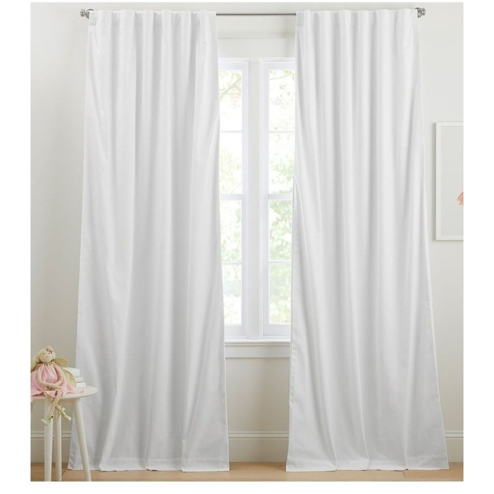 Pottery Barn Kids Quincy BlackOut Curtain 44 x 84" NIP Classic Cotton White #1